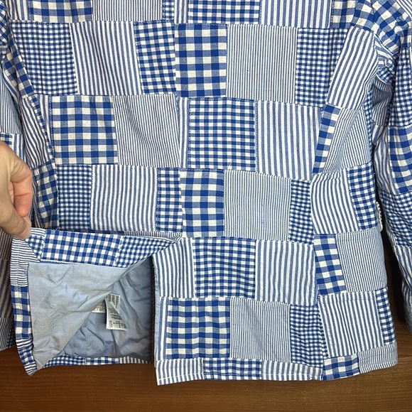 Brooks Brothers Patchwork Buffalo Plaid Blue Quilted Blazer Jacket Preppy Cotton - Picture 6 of 14